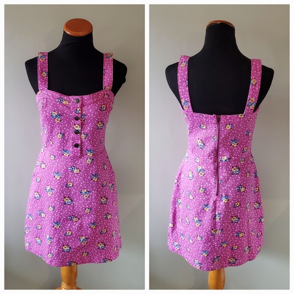 NOBO Dresses & Skirts - NWOT NOBO M Vintage Y2K Pink Barbiecore Floral Dainty Festival Denim Mini Dress